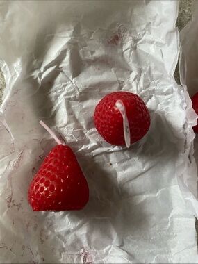 Red Strawberry-Shaped Cake Candles for Parties